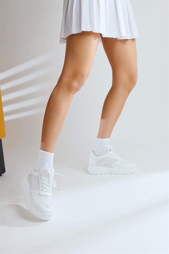 Kany Beyaz Fileli Sneakers Spor Ayakkabı