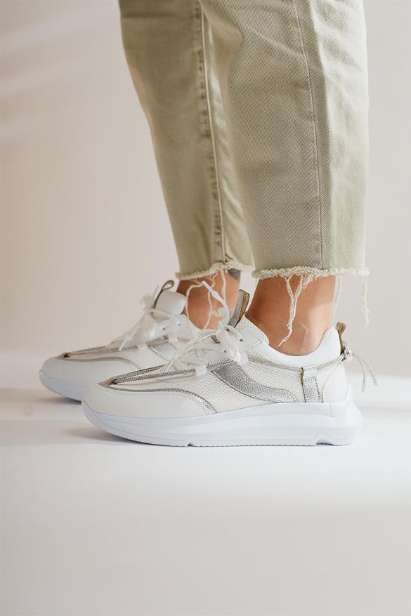 Luann Beyaz Taş Detaylı Bağcıklı Sneakers Spor Ayakkabı