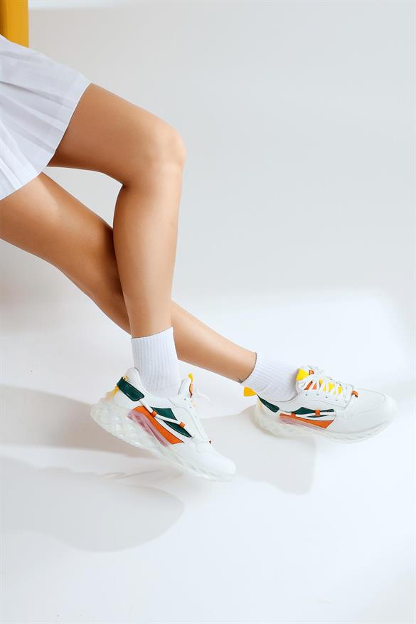 Majdy Beyaz Bağcıklı Sneakers Spor Ayakkabı