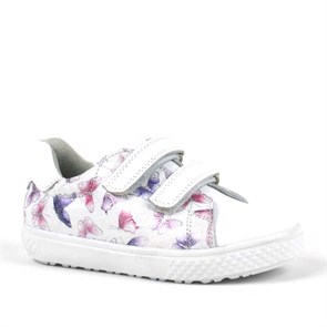 Kız Çocuk Günlük & Spor Ayakkabı Hakiki Deri Ortopedik Beyaz Cırtlı Kız Çocuk Sneaker C670-B