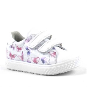 Kız Bebek Ayakkabı Hakiki Deri Ortopedik Beyaz Cırtlı Kız Bebek Sneaker A670-B