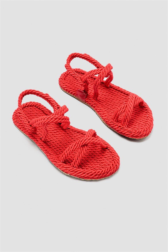 Pauletta Kırmızı Halat Detaylı Sandalet