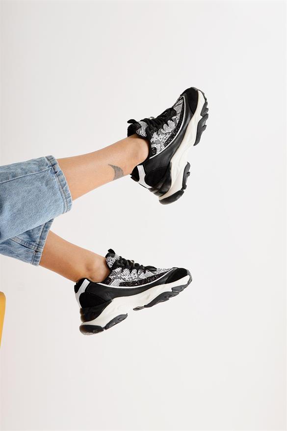 Pippa Siyah Bağcıklı Sneakers Spor Ayakkabı