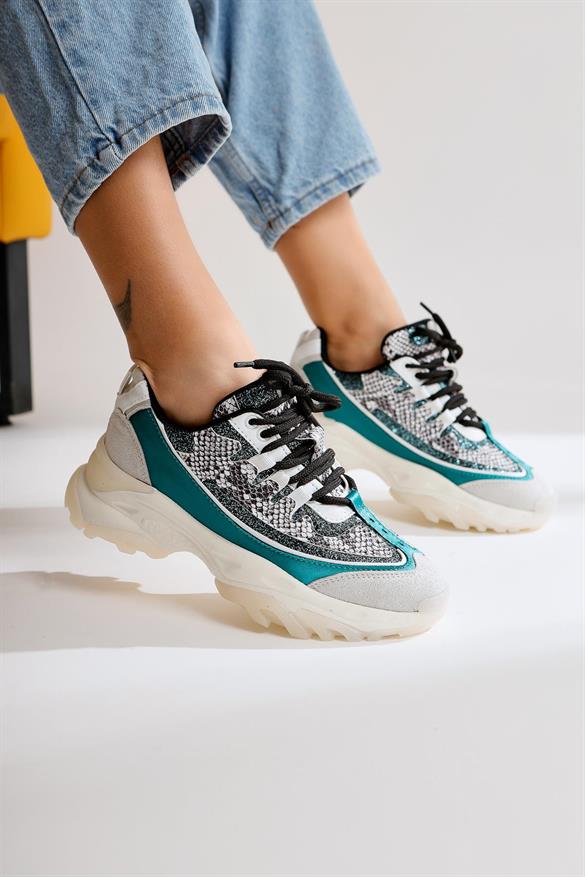 Pippa Yeşil Bağcıklı Sneakers Spor Ayakkabı