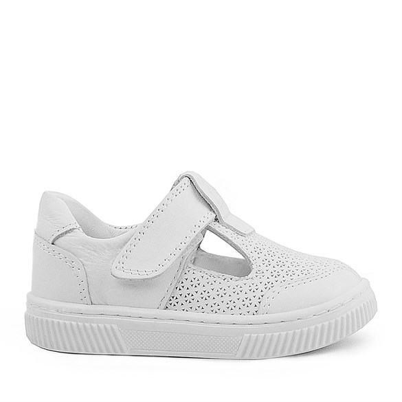 Rakerplus Bheem Hakiki Deri Beyaz Cırtlı Bebek Sneaker Sandalet