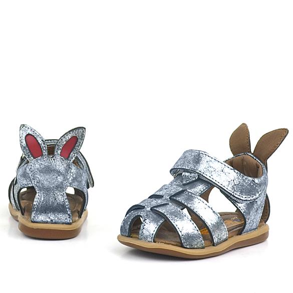 Rakerplus Bunny Hakiki Deri Platin Cırtlı Bebek Sandalet