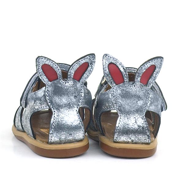 Rakerplus Bunny Hakiki Deri Platin Cırtlı Bebek Sandalet