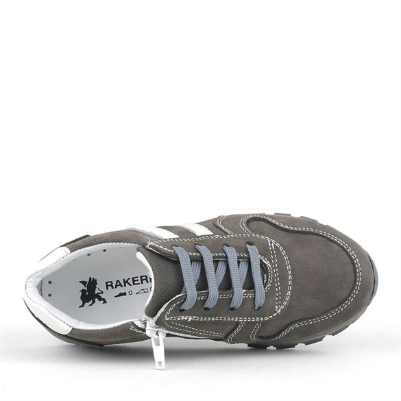Rakerplus® Deri Gri Fermuarlı Spor Ayakkabı Sneaker