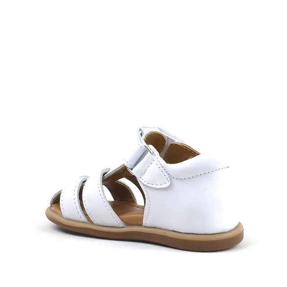 Rakerplus Hakiki Deri Beyaz Cırtlı Bebek Sandalet