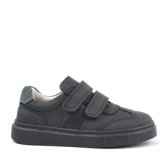 Rakerplus Hakiki Deri Siyah Cırtlı Çocuk Spor Ayakkabı Sneaker
