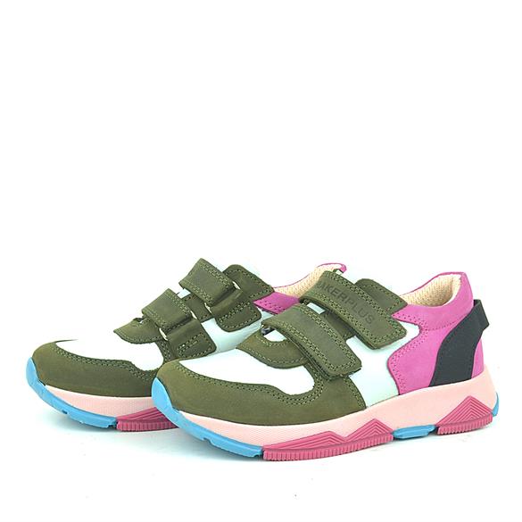 Rakerplus Hakiki Deri Yeşil Pembe Çocuk Sneakers Spor Ayakkabı