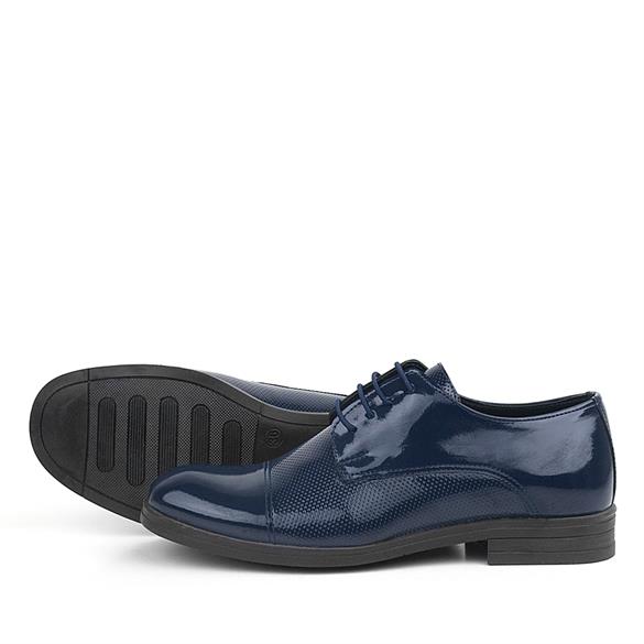 Rakerplus Lacivert Rugan Bağcıklı Çocuk Oxford Klasik Ayakkabı