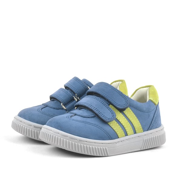 Rakerplus Paw Hakiki Deri Mavi Cırtlı Bebek Spor Ayakkabı Sneaker