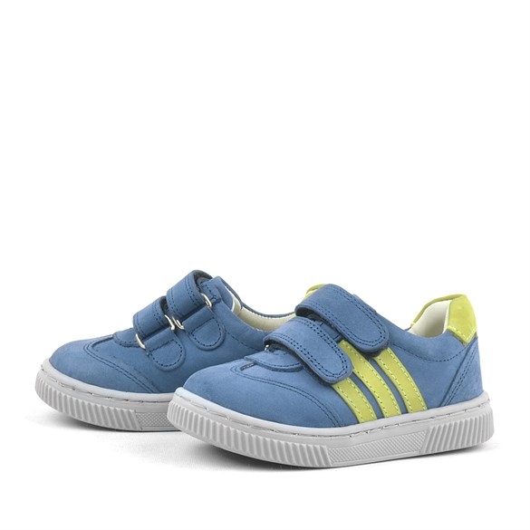 Rakerplus Paw Hakiki Deri Mavi Cırtlı Bebek Spor Ayakkabı Sneaker