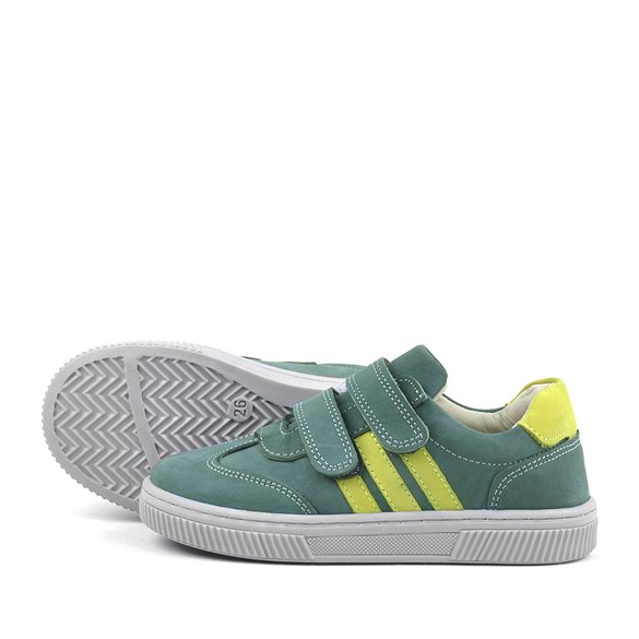 Rakerplus Paw Hakiki Deri Yeşil Cırtlı Çocuk Spor Ayakkabı Sneaker