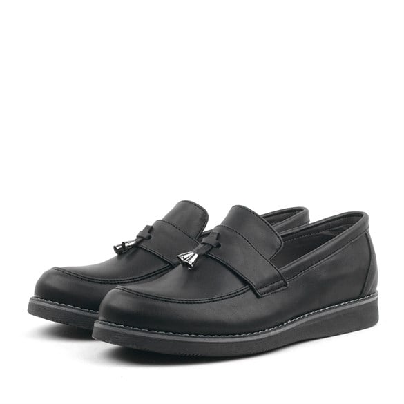 Rakerplus Rakerplus Siyah Mat Loafer Klasik Çocuk Ayakkabısı