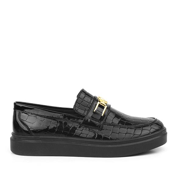Rakerplus Siyah Rugan Tokalı Loafer Çocuk Klasik Ayakkabı