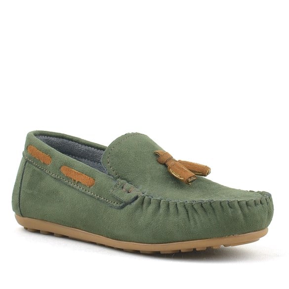 Rakerplus Yeşil Cırtlı Erkek Çocuk Makosen Ayakkabı