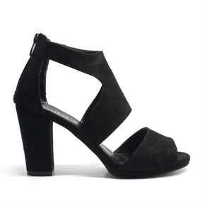 Siyah Süet Casual Günlük Kadın Topuklu Ayakkabı