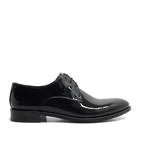 Ventola Hakiki Deri Siyah Rugan Bağcıklı Klasik Erkek Ayakkabı