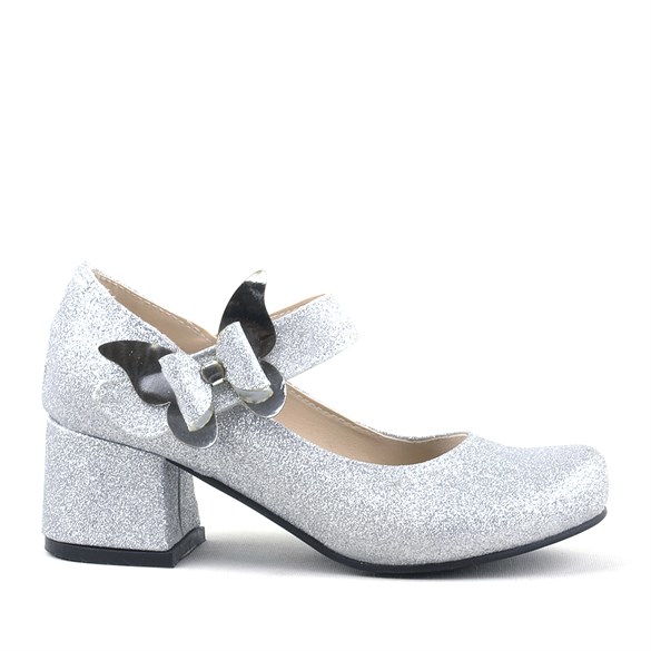 Winx Gümüş Işıltılı Kelebekli Kız Çocuk Topuklu Ayakkabı