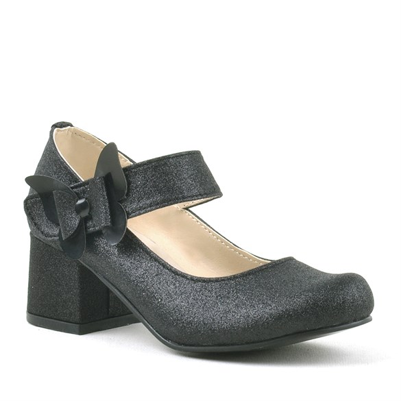 Winx Siyah Işıltılı Kelebekli Kız Çocuk Topuklu Ayakkabı