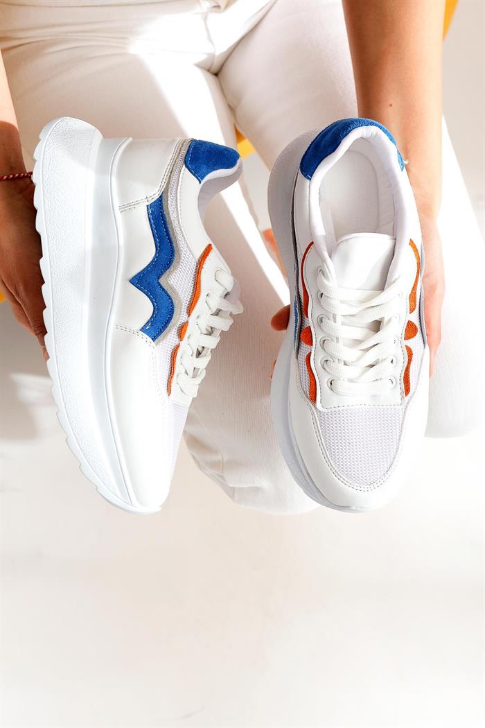 Vanna Beyaz Mavi Kalın Tabanlı Spor Ayakkabı
