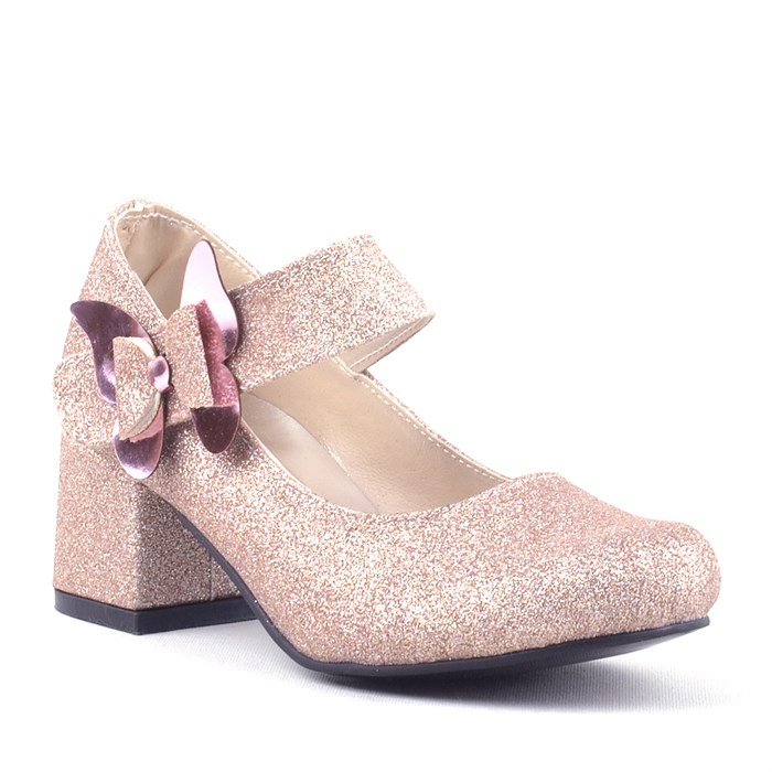 Winx Pudra Işıltılı Kelebekli Kız Çocuk Topuklu Ayakkabı