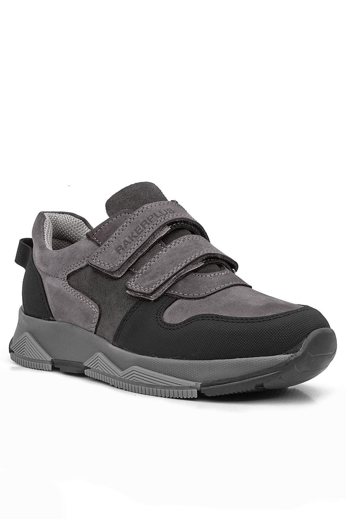 Rakerplus Hakiki Deri Gri Çocuk Sneakers Spor Ayakkabı