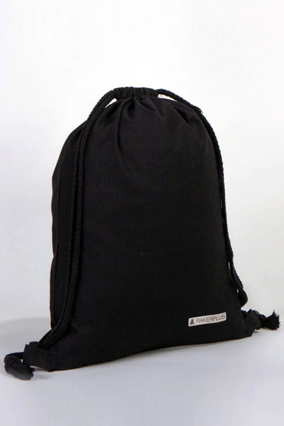 Rakerplus Siyah 35x40 cm Unisex Ham Bez Büzgülü Sırt Ayakkabı Çantası