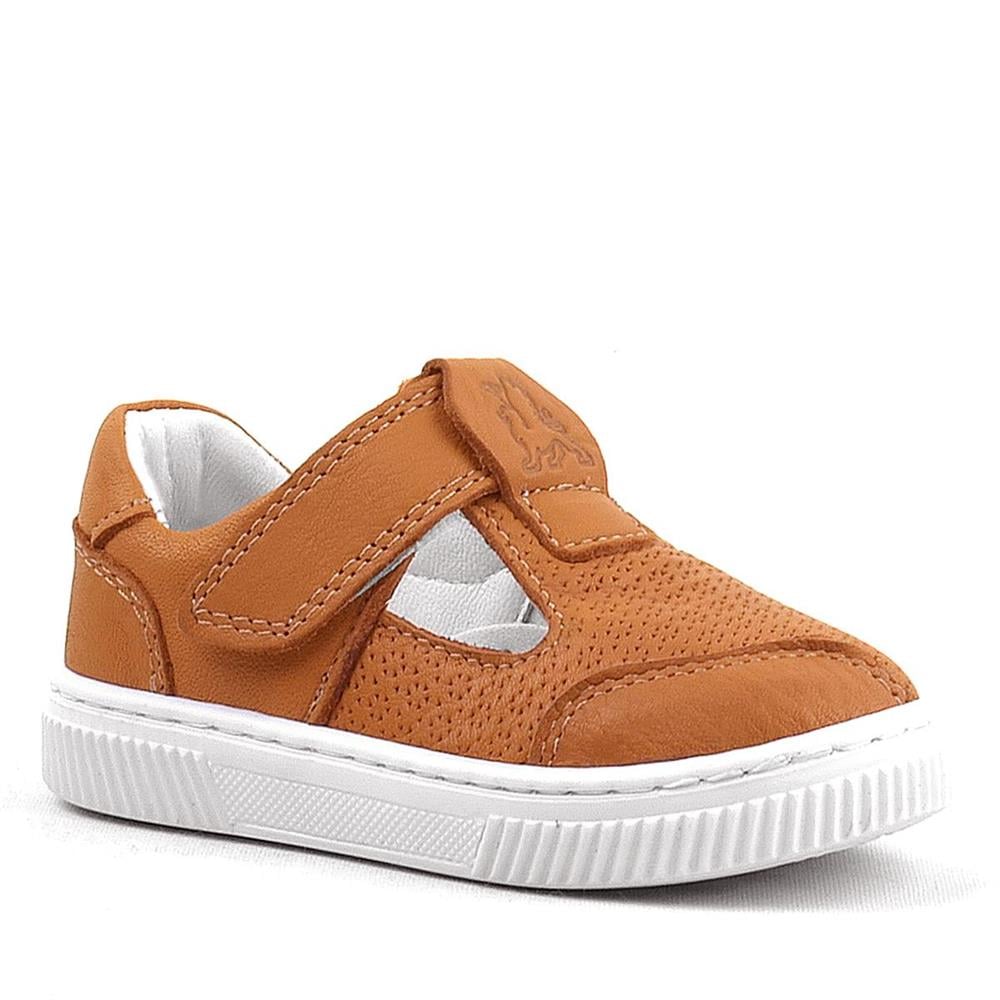 Rakerplus Bheem Hakiki Deri Turuncu Cırtlı Bebek Sneaker Sandalet