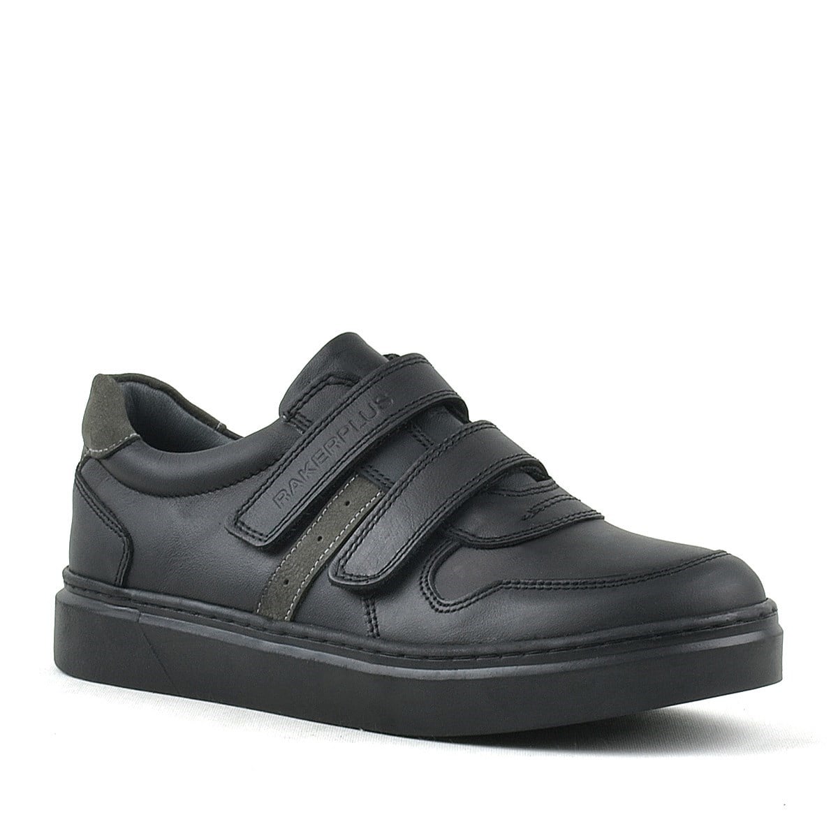 Rakerplus Hakiki Deri Siyah Cırtlı Erkek Çocuk Sneaker Ayakkabı