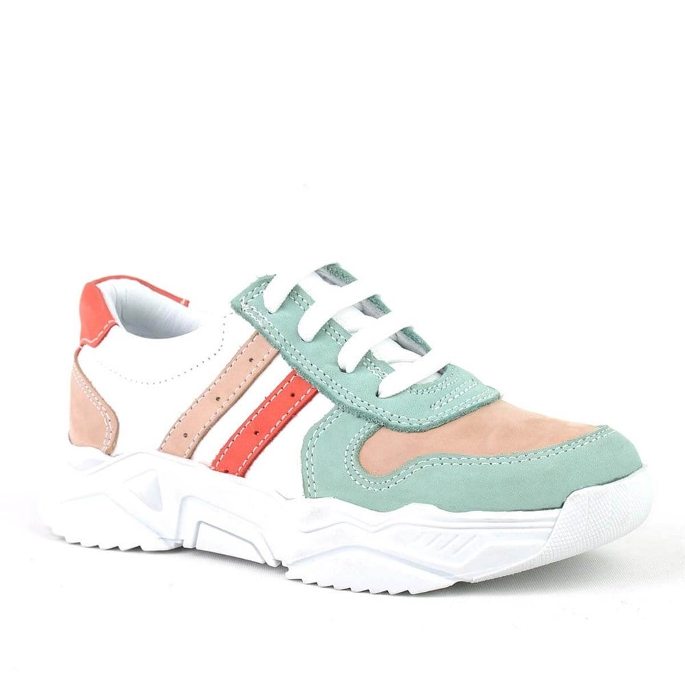 Rakerplus Hakiki Deri Yeşil Pembe Kız Çocuk Sneakers Ayakkabı