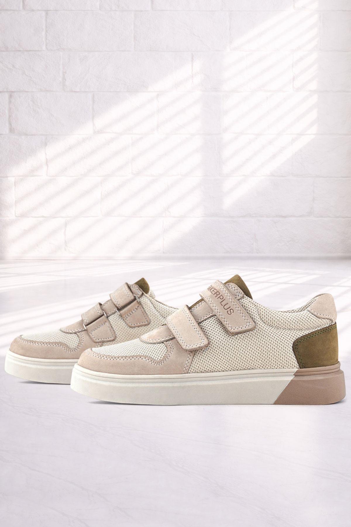 Rakerplus Hakiki Deri Nubuk Çift Cırtlı Çocuk Sneaker Spor Ayakkabı