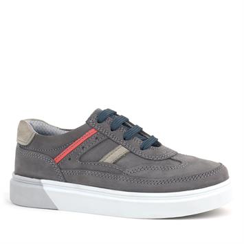 Rakerplus Gri Hakiki Deri Bağcıklı Erkek Çocuk Sneaker Ayakkabı