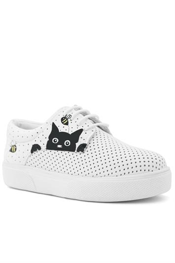 Rakerplus Tbons Özel Tasarım Hakiki Deri Beyaz Lastikli Çocuk Günlük Ayakkabı