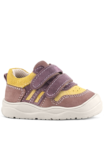 Rakerplus Schaggy Hakiki Deri Mürdüm Sarı Cırtlı Bebek Spor Ayakkabı