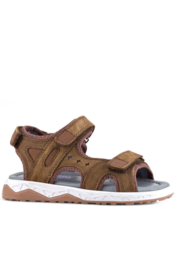 Rakerplus Hakiki Deri Kahve Taba Cırt Cırtlı Çocuk Sandalet Ayakkabı