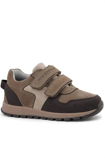 Rakerplus Hakiki Deri Cırt Cırtlı Kahve Vizon Çocuk Sneakers Spor Ayakkabı
