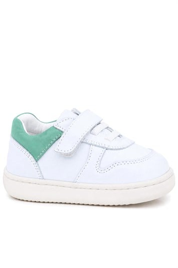 Rakerplus Bob Hakiki Deri Beyaz Nubuk Yeşil Cırtlı Bebek Sneaker Ayakkabı