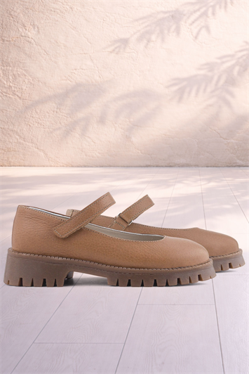 Rakerplus Hakiki Deri Taba Cırtlı Kalın Tabanlı Kız Çocuk Okul Ayakkabısı