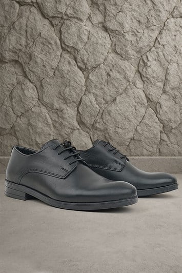 Rakerplus Hakiki Deri Siyah Cilt Bağcıklı Oxford Çocuk Ayakkabı