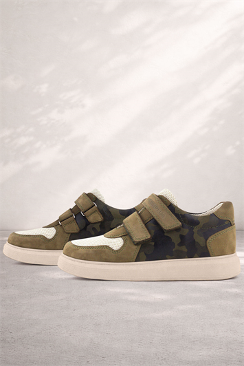 Rakerplus Hakiki Deri Haki Yeşil Cırtlı Hafif Tabanlı Erkek Çocuk Spor Ayakkabı