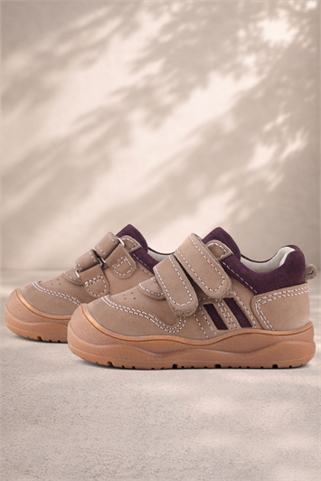 Rakerplus Schaggy Hakiki Deri Kum Bordo Cırtlı Bebek Spor Ayakkabı