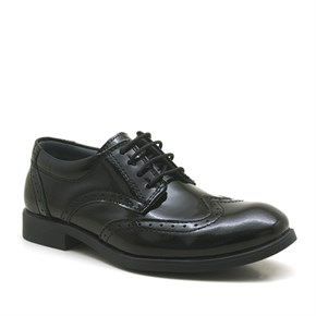 Rakerplus® Titan Hakiki Deri Siyah Rugan Klasik Erkek Çocuk Ayakkabı