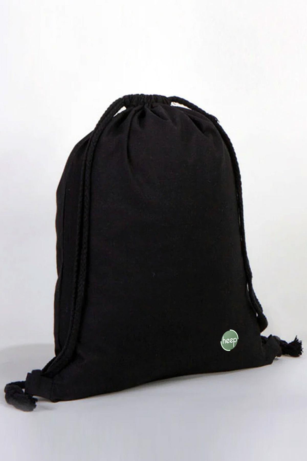 Heep Siyah 35x40 cm Unisex Ham Bez Büzgülü Sırt Ayakkabı Çantası