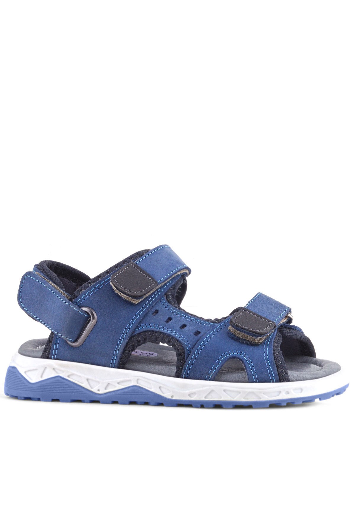 Rakerplus Hakiki Deri Mavi Rahat Tabanlı Cırtlı Çocuk Sandalet Ayakkabı