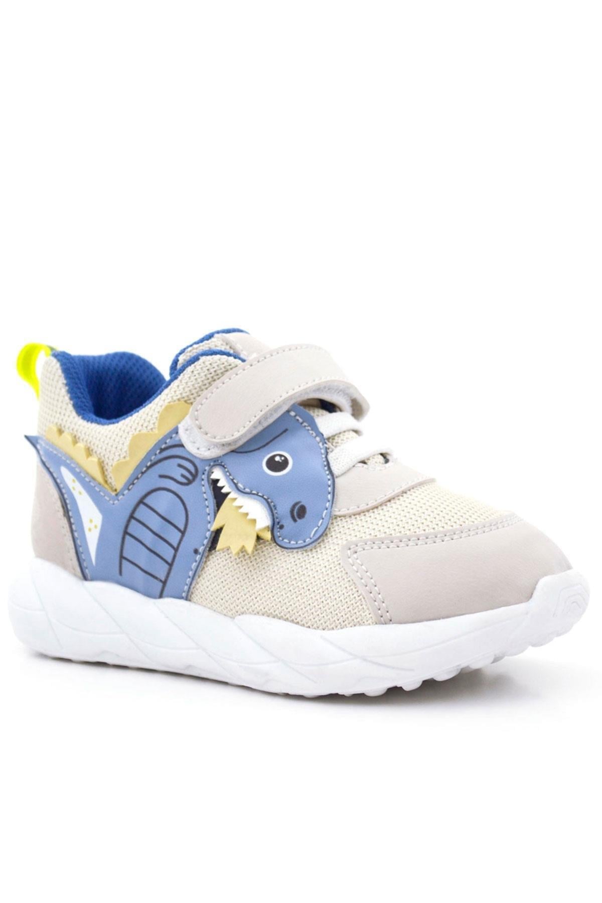 Rakerplus Barefoot Krem Dinazorlu Cırtlı Lastikli Çocuk Spor Ayakkabı