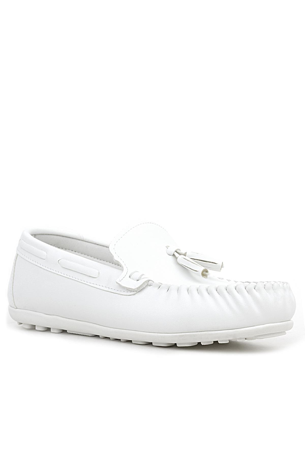 Rakerplus Beyaz Cilt Erkek Mokasen Ayakkabı