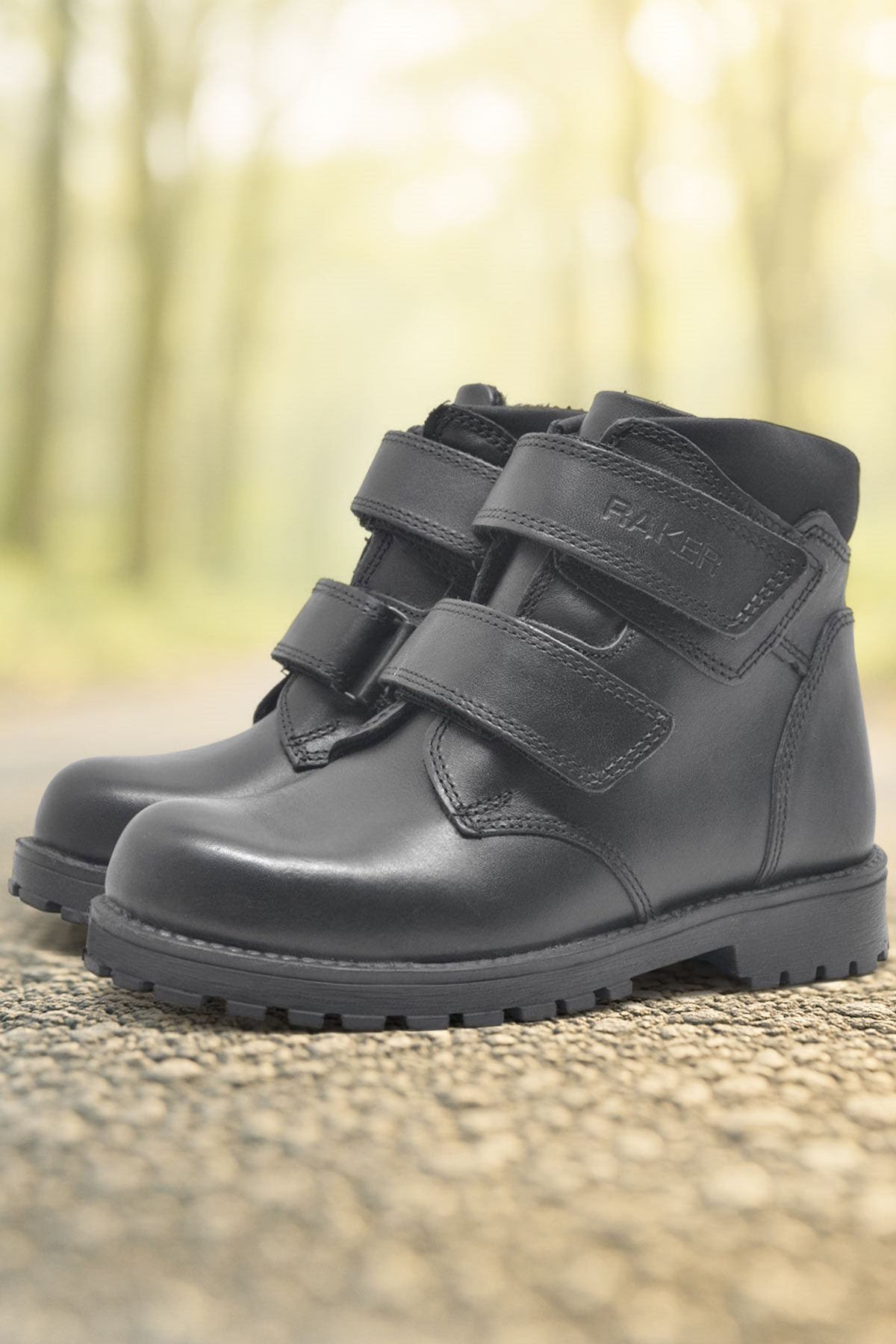 Rakerplus Sentor Hakiki Deri Siyah Kürklü Cırtlı Çocuk Bot